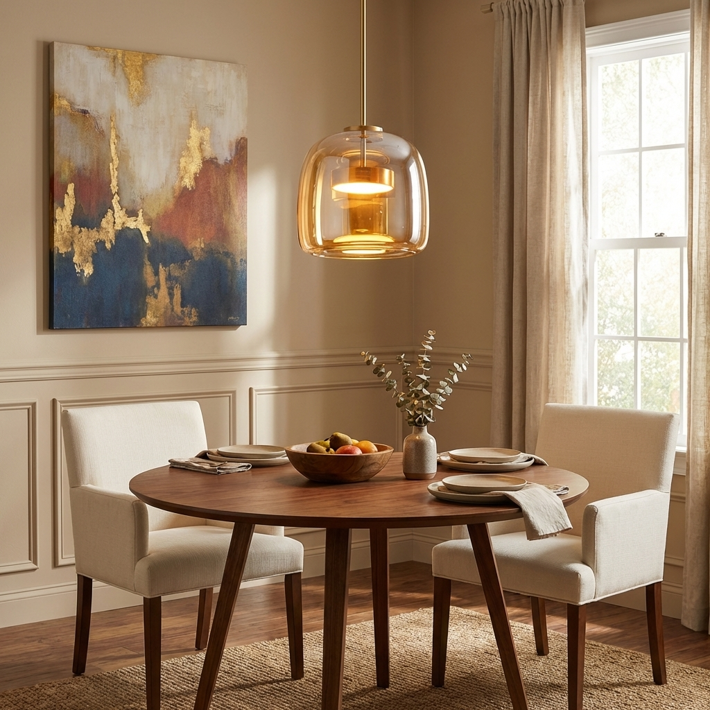 LED Drop Ceiling Lamp with Smoked Glass Shade for Dining Room & Island – Adjustable Cord, Integrated Bulb, Choice of Kelvin Tones