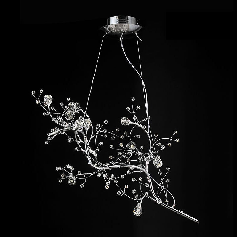 Modern Crystal Bead Chandelier 10-Light Metal Branch Ceiling Fixture for Dining Room & Living Room
