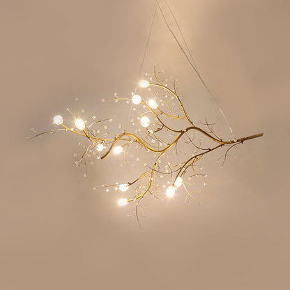 Modern Crystal Bead Chandelier 10-Light Metal Branch Ceiling Fixture for Dining Room & Living Room