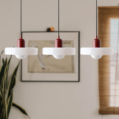 Glass Pendant Lamp 12 Inch Adjustable Height Ceiling Fixture for Bedrooms Nightstands Modern Minimalist Nordic Hanging Light E27 Socket for