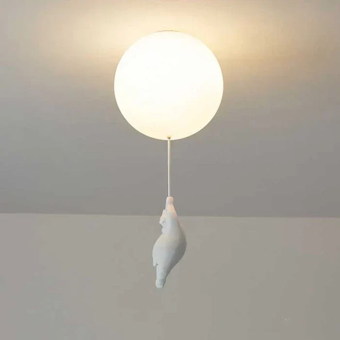 Kids Ceiling Light Nursery Bear Balloon Pendant LED Lamp Bedroom Playroom Decor Warm White Glow Animal Theme Hanging Fixture