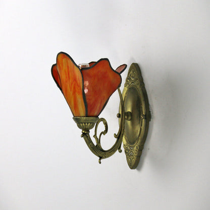 Glass Shade Wall Sconce in Blue Red Pink Bronze Clear 10×8 Inches for Bedroom Bedside Living Room Study Hardwired E26 Socket Metal Resin