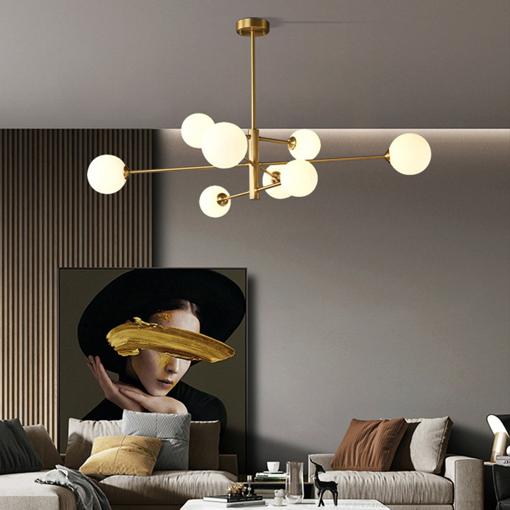 Bubble Glass Pendant Light with Metal Frame for Living Room & Bedroom – Modern Multi-Globe Chandelier for Dining Room & Entryway