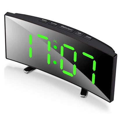USB-Powered LED Alarm Clock with Curved Screen 6.7 × 2.8 × 1.2 Inches Battery Backup Nightstand Clock Large Display for Bedroom Office Deskt