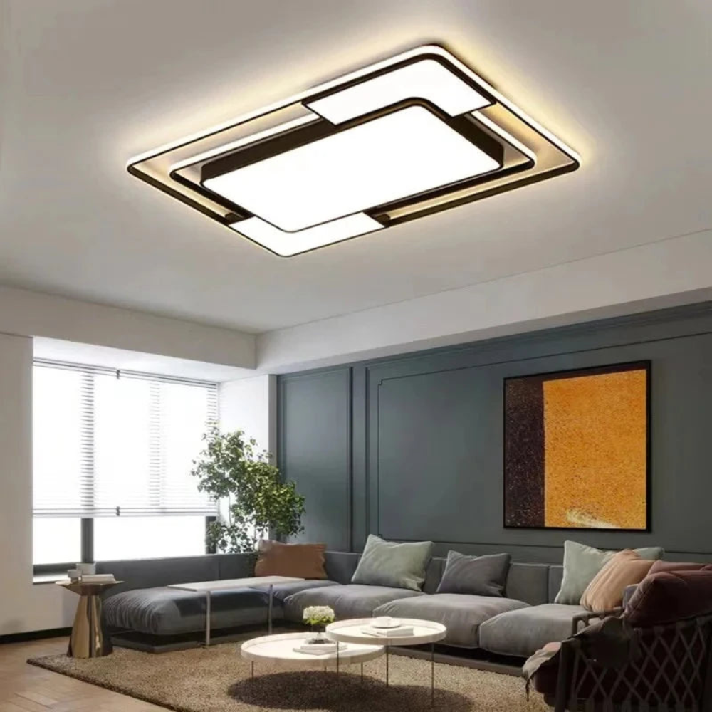 Modern Geometric LED Ceiling Light with Remote Control & Adjustable Brightness for Customizable Ambiance