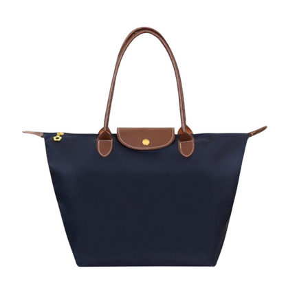 Water-Resistant Nylon Tote Bag with Leather Accents – Spacious Shoulder Carryall for Work, Travel & Everyday Use