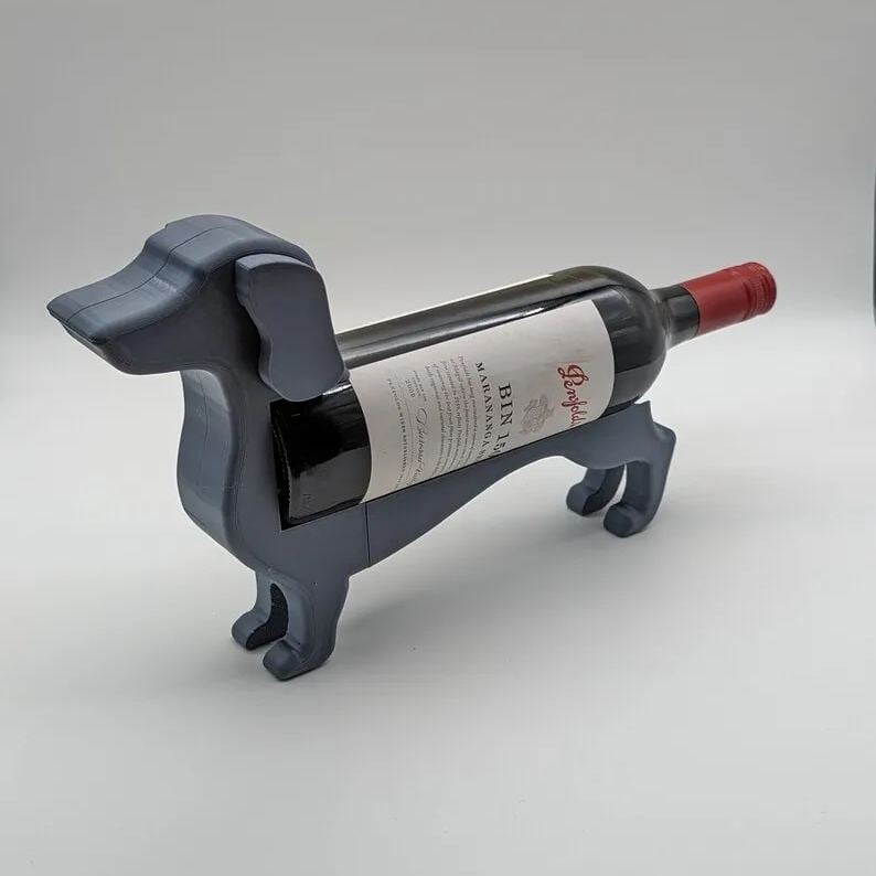 Dachshund Wine Bottle Holder | Resin Table Stand for Wine Display | Kitchen Counter Decor | Wiener Dog Figurine Holder for Red White Wine