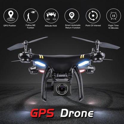 Dron con cámara para adultos, dron cuadricóptero plegable con cámara gran angular HD, dron con GPS para principiantes con video WiFi