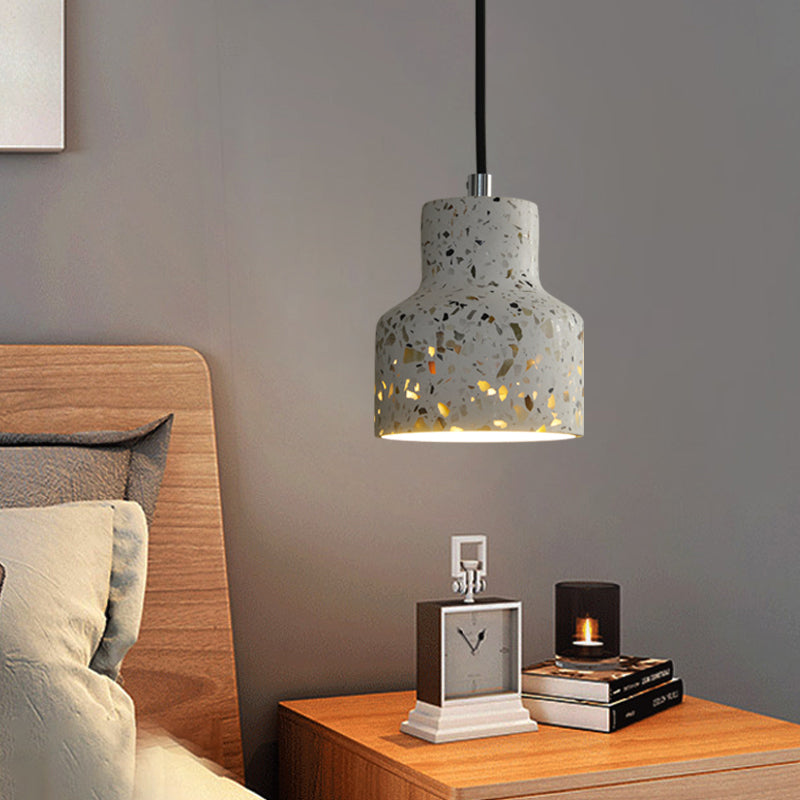 Terrazzo Cement Pendant Light with Adjustable Cord, Single Bulb Fixture for Kitchen Island, Entryway & Dining Room, Modern Industrial