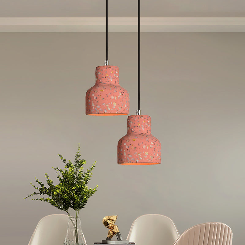 Terrazzo Cement Pendant Light with Adjustable Cord, Single Bulb Fixture for Kitchen Island, Entryway & Dining Room, Modern Industrial