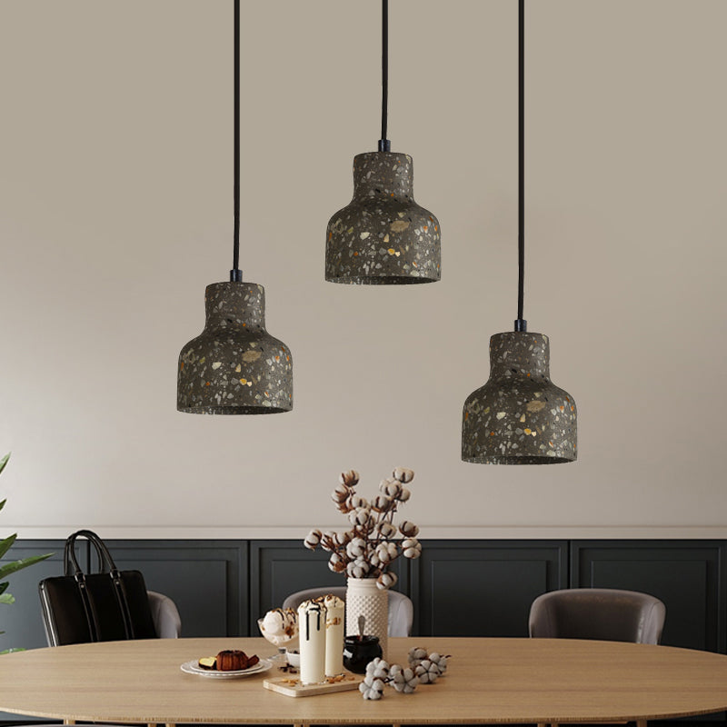 Terrazzo Cement Pendant Light with Adjustable Cord, Single Bulb Fixture for Kitchen Island, Entryway & Dining Room, Modern Industrial
