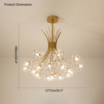 Lámpara de techo de cristal de brazos múltiples, 13 bombillas, 20.5 pulgadas de diámetro, cristal brillante para comedor, sala de estar, vestíbulo, dormitorio, moderna y ajustable