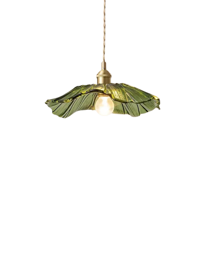 Glass Pendant Light with Brass Socket and Organic Petal Shape for Dining Room and Living Space