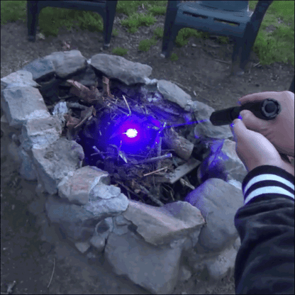Rechargeable Flashlight Laser Torch Light, High Power Blue Laser Pointer for Camping and Fire Starting