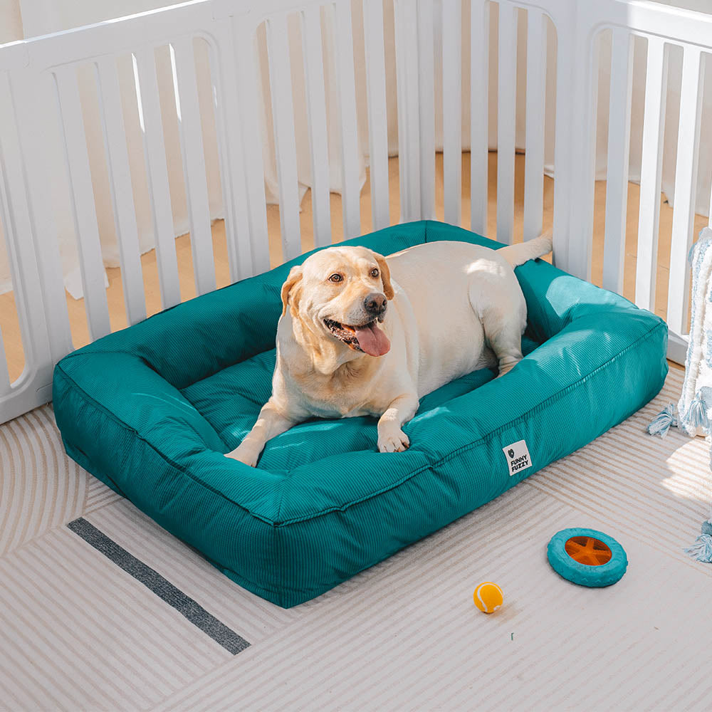 Raised-Edge Bolster Dog Bed with Joint-Relief Foam & Liquid-Proof Cover for Large Breeds