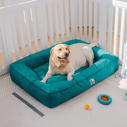 Raised-Edge Bolster Dog Bed with Joint-Relief Foam & Liquid-Proof Cover for Large Breeds