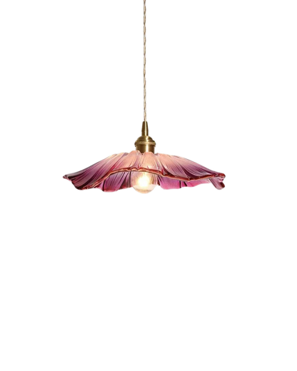 Glass Pendant Light with Brass Socket and Organic Petal Shape for Dining Room and Living Space