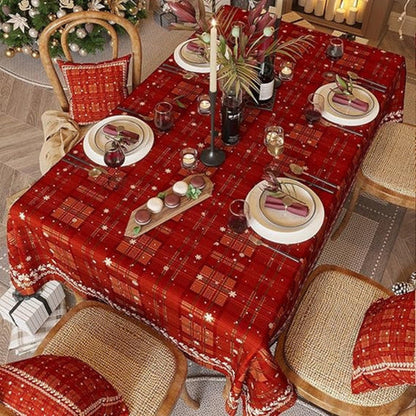 Felicity Tablecloth - Soft Chenille, Festive Christmas Red Plaid