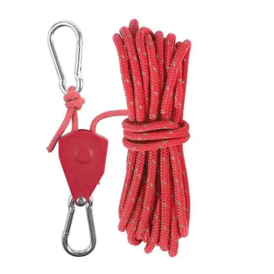 Reflective Tensioning Rope with Pulley System 13 ft Adjustable Tie-Down for Camping Tents Tarps Canopies Outdoor Gear Stainless Steel Carabi