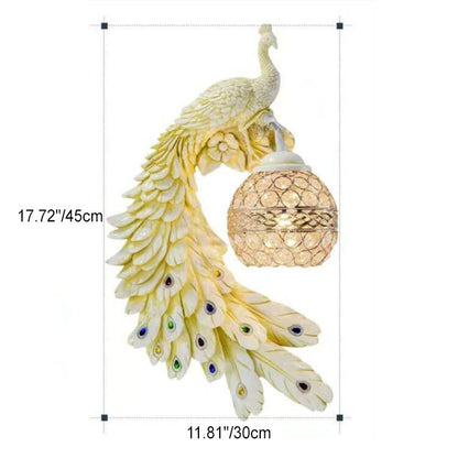 Resin Sconce with Crystal Shade 18×12 Inch Hardwired LED Fixture for Bedroom Hallway Ambient Accent Industrial Modern Décor Multi-Color