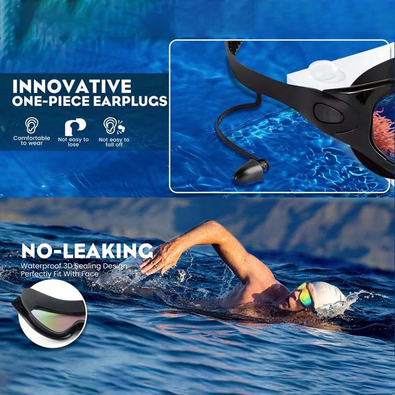 Gafas de natación para adultos con protección UV y a prueba de fugas: antivaho, visión amplia y correa ajustable