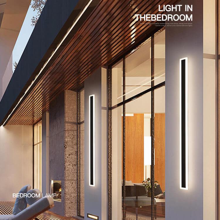 Outdoor LED Wall Sconce Hardwired Acrylic Fixture Black 12 in 7W-58W Energy-Saving Fence Patio Deck Entryway Lighting Modern Weather-Resista