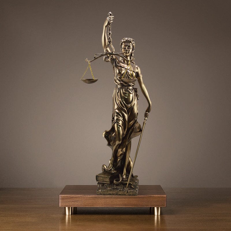 Resin Lady Justice Figure 12-Inch Bronze-Look Statue for Office Desk Library Study Law Firm Decor Legal Symbol Figurine Bookshelf Ornament