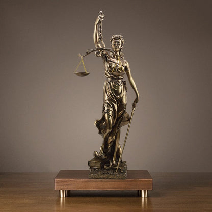Resin Lady Justice Figure 12-Inch Bronze-Look Statue for Office Desk Library Study Law Firm Decor Legal Symbol Figurine Bookshelf Ornament