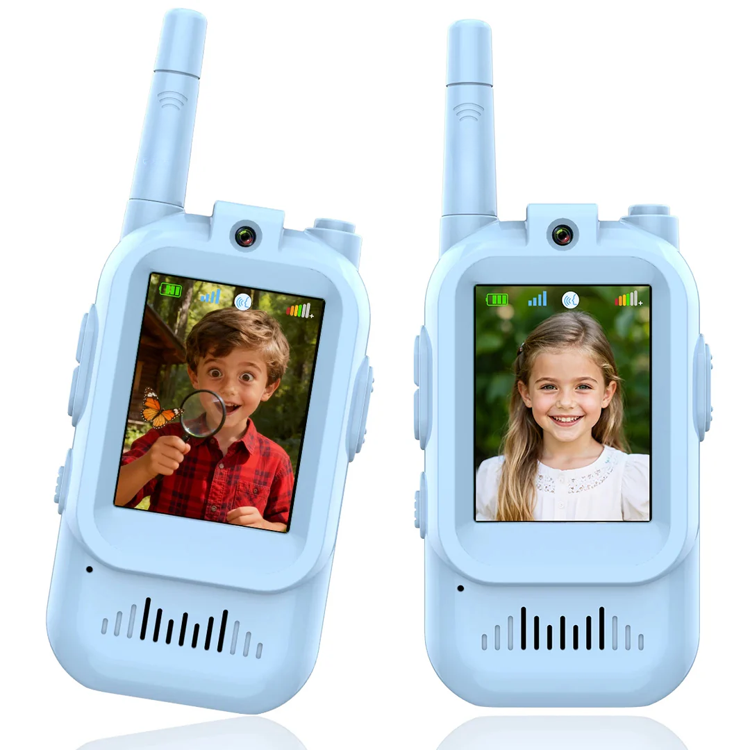 Two-Way Video Walkie Talkie Set for Kids with Voice Changer & Live Screen – Indoor Outdoor Play Radio Communicators for Children Ages 3-12