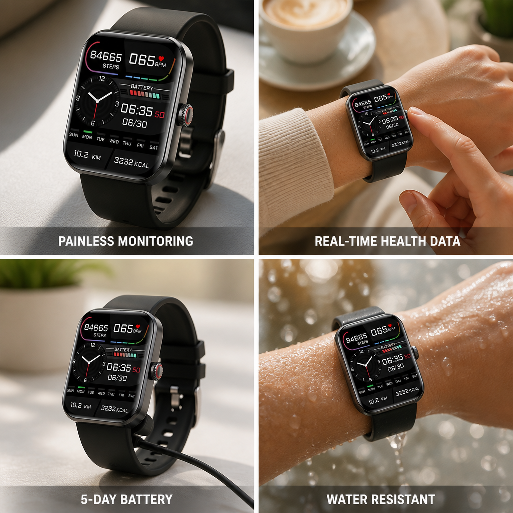 Reloj monitor de glucosa no invasivo e indoloro (batería de 5 días)