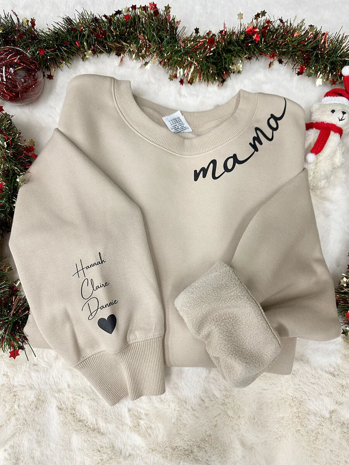 Personalized Parent Hoodie with Custom Kids Names on Sleeves for Mom or Dad | Embrace Family Sweatshirt Gift | Cozy Cotton Blend Pullover