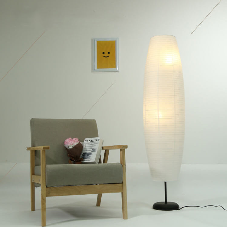 Dual-Socket Upright Lamp with Rice Paper Diffuser 54-Inch Tall White or Black for Bedside & Lounge