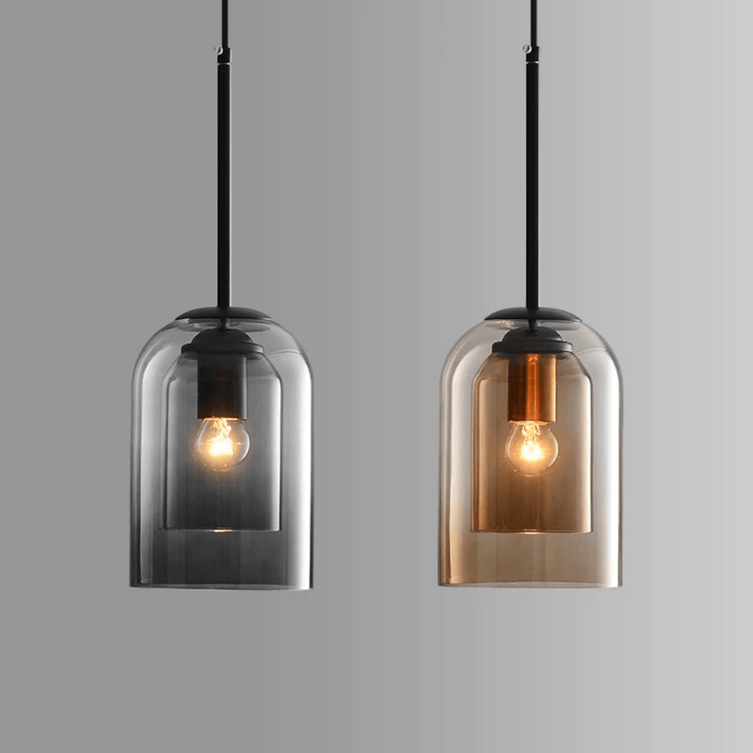 Glass Pendant Light Fixture Gray or Amber for Bedroom Dining Room Kitchen Island Modern Ceiling Lighting