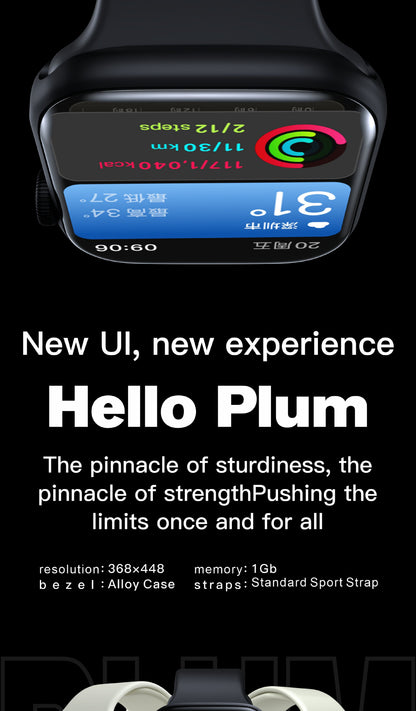 Hola Plum | Reloj inteligente con pantalla AMOLED y monitoreo de salud | Diseño resistente al agua para un estilo de vida activo