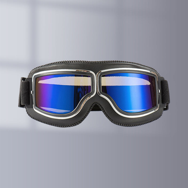 Retro Leather-Padded Motorcycle Goggles for Vintage Riding