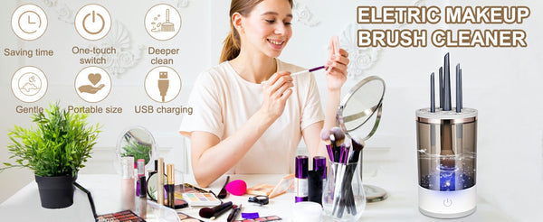 Limpiador eléctrico de brochas de maquillaje Ortekor con vibración sónica | Limpieza profunda para una piel impecable