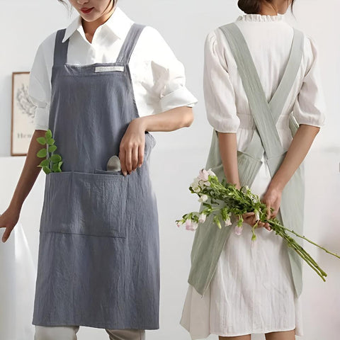 Delantal de chef Maven - Algodón, diseño con tiras cruzadas y bolsillos