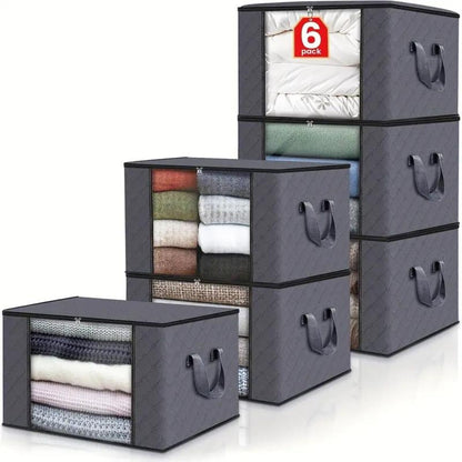 Foldable Garment Organizer with Clear Window & Handles for Closet Bedroom Dorm Storage Large Capacity Space Saver Bin