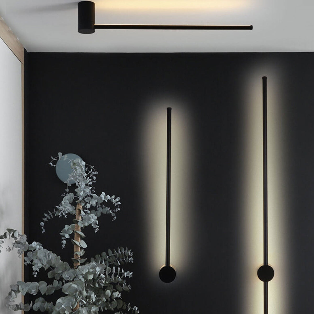 Vertical LED Sconce Aluminum Linear Strip Light Black Gold 31 in Bedroom Hallway Accent Lighting Indirect Glow Modern Minimalist Hardwired M
