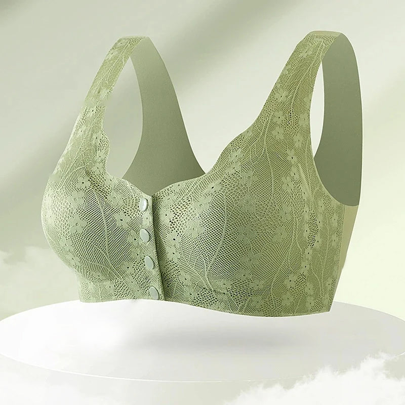 Front-Closure Wireless Comfort Bra with Lace Breathable Support | Lift & Shape Full-Coverage Bralette for Everyday Wear