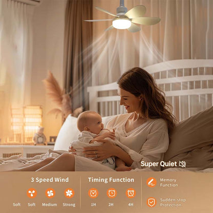 Socket Series | Flush Mount Ceiling Fan with LED Light & Remote Control | Bright Illumination for Enhanced Comfort