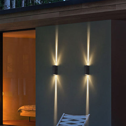 Outdoor LED Sconce Rectangular Aluminum Hardwired 7 in Black for Patio Fence Entryway Modern Exterior Fixture 10W 12W Integrated Bulb Weathe