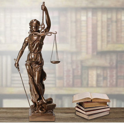 Resin Lady Justice Figure 12-Inch Bronze-Look Statue for Office Desk Library Study Law Firm Decor Legal Symbol Figurine Bookshelf Ornament