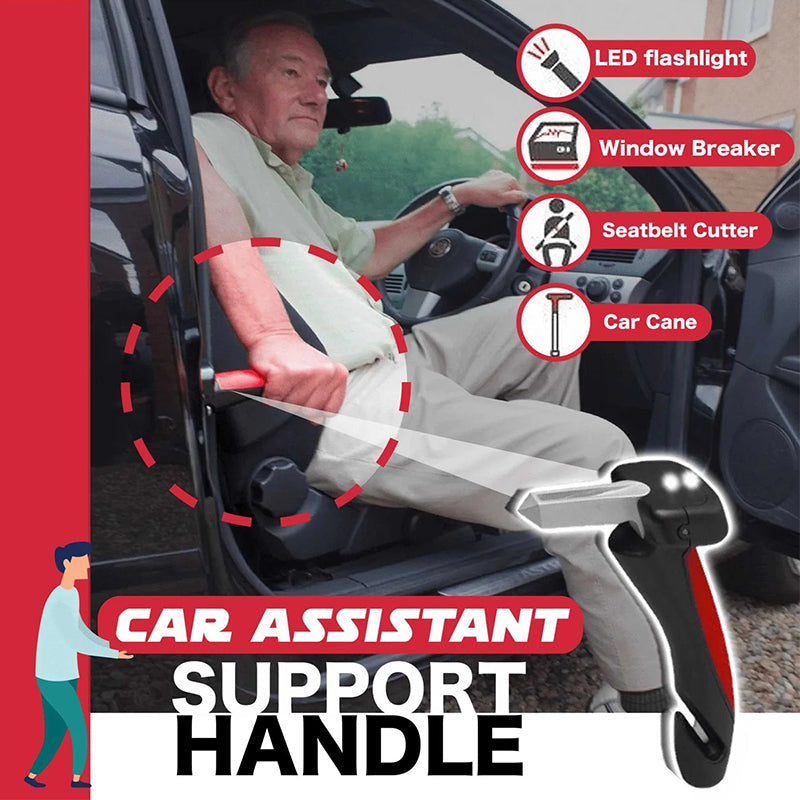 Vehicle Safety Tool with Window Breaker Seatbelt Cutter LED Light Grip Handle for Emergency Escape Car Rescue Kit Seniors Elderly