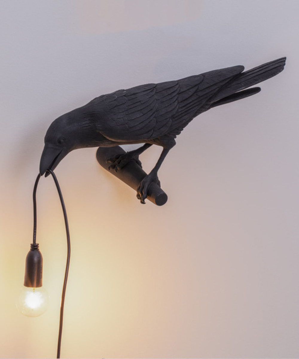 Raven Sculpture Table Lamp with Bulb Holder – Decorative Bird Accent Light for Living Room, Bedroom & Office Spaces