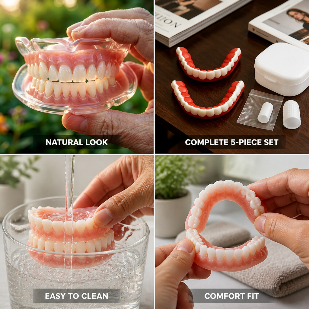 Prótesis dentales removibles realistas Comfort-Fit (juego de 5 piezas)