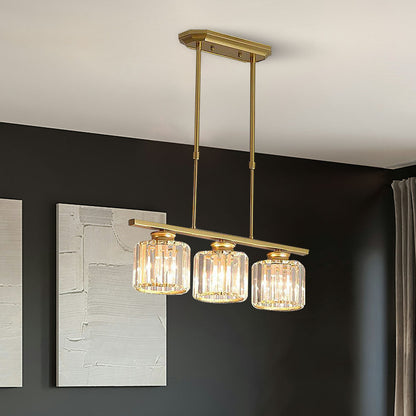 Hanging Fixture with Clear Glass Globes – 3 or 4 Bulb Multi-Head Suspension – Height Adjustable 14-28 in – Black or Gold Metal Frame for Kit