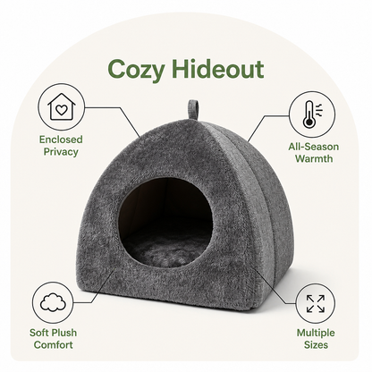 Ortekor Enclosed Triangular Plush Cat Bed