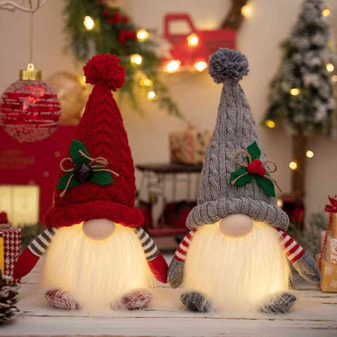 Everly Plush Christmas Gnome - Light-Up Feature, Whimsical Design