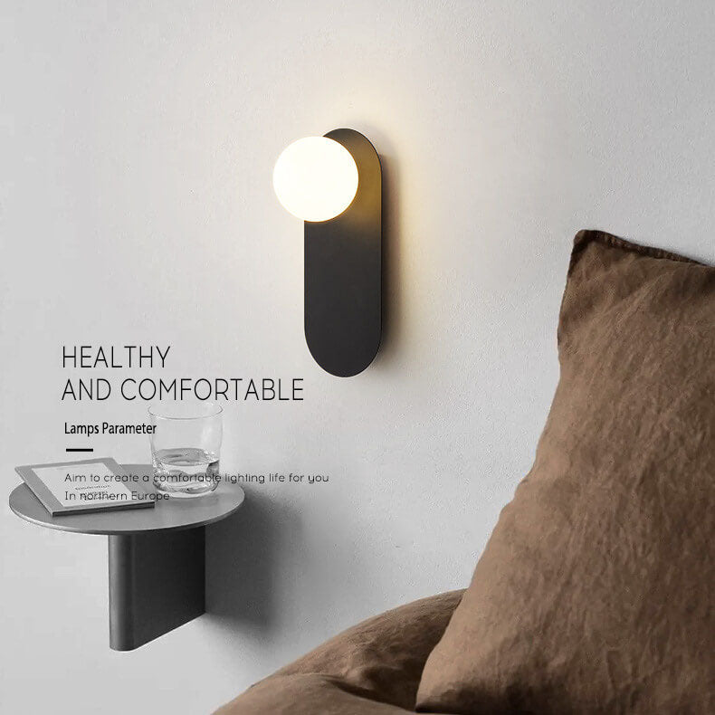 Glass Orb Wall Sconce with Metal Ring Bracket — Modern Single-Light Fixture for Bedroom, Hallway & Living Room — Hardwired G9 Base (Bulb